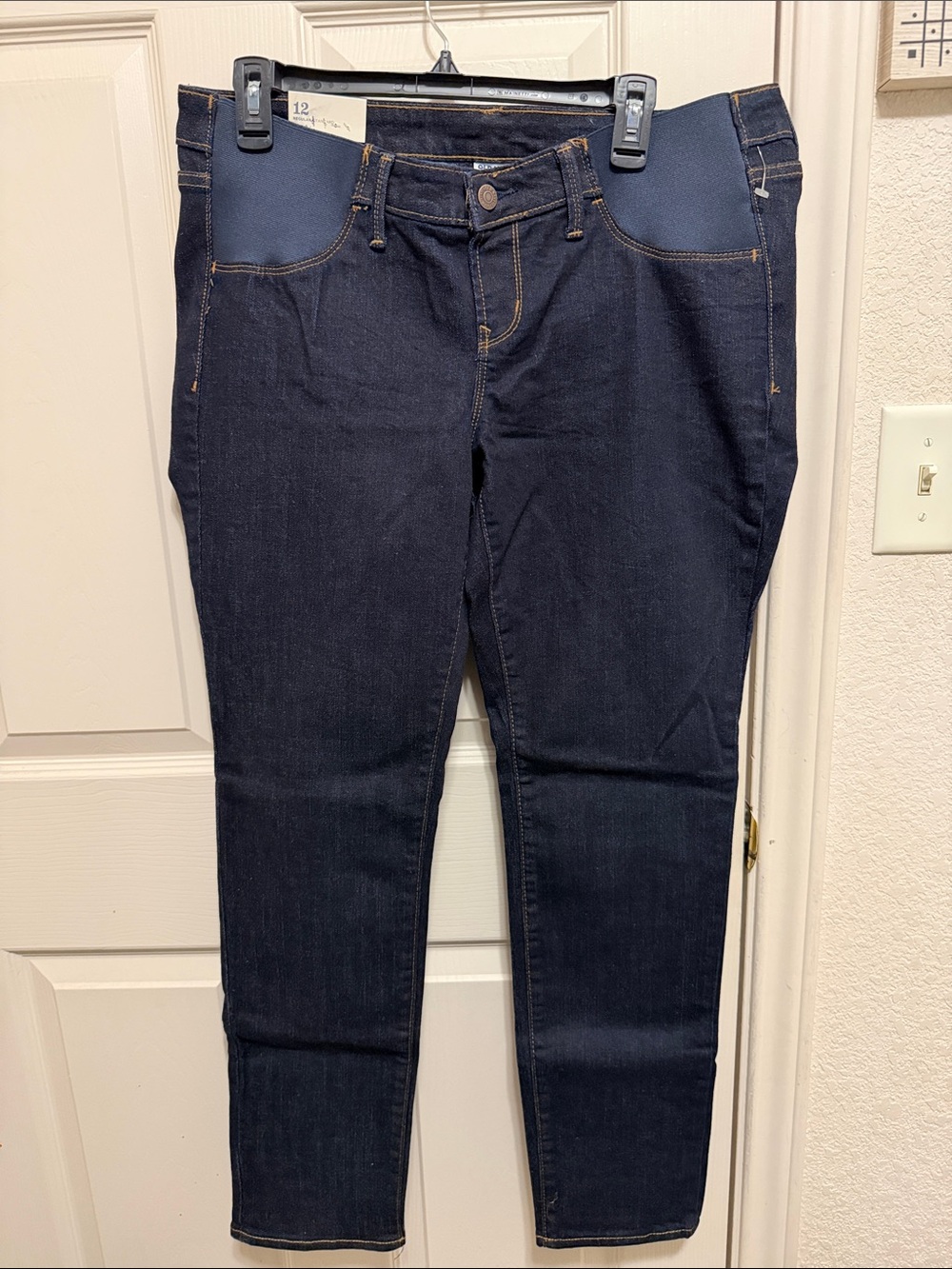 Old Navy Dark Indigo Maternity Jeans with Navy Side Panels